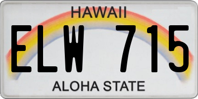 HI license plate ELW715