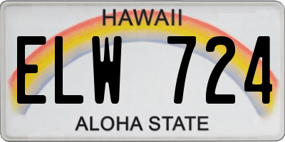 HI license plate ELW724