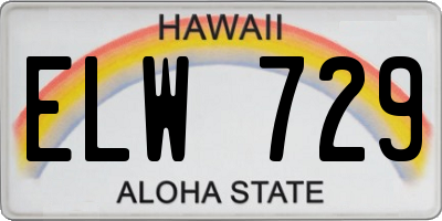 HI license plate ELW729