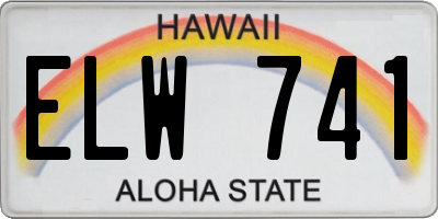 HI license plate ELW741
