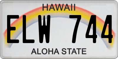 HI license plate ELW744
