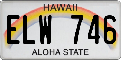 HI license plate ELW746