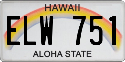 HI license plate ELW751