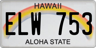 HI license plate ELW753