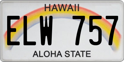 HI license plate ELW757