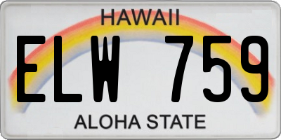 HI license plate ELW759