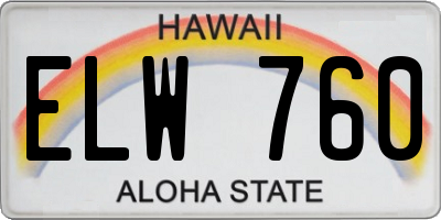 HI license plate ELW760