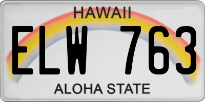 HI license plate ELW763