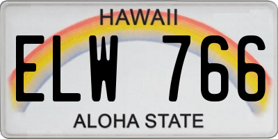 HI license plate ELW766