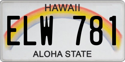 HI license plate ELW781