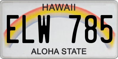 HI license plate ELW785