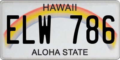 HI license plate ELW786