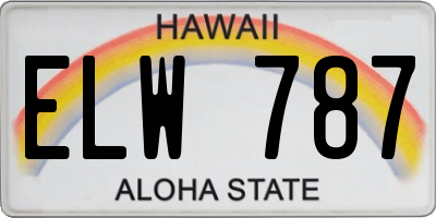 HI license plate ELW787