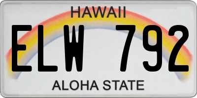 HI license plate ELW792