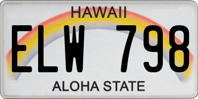HI license plate ELW798