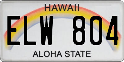 HI license plate ELW804