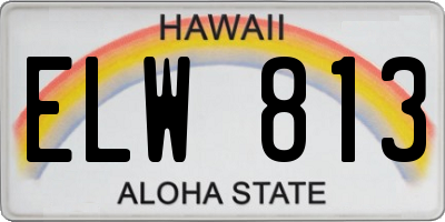 HI license plate ELW813