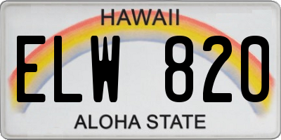 HI license plate ELW820