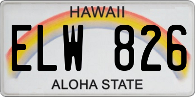 HI license plate ELW826