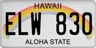 HI license plate ELW830