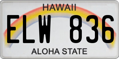 HI license plate ELW836