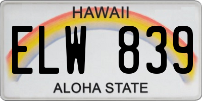 HI license plate ELW839