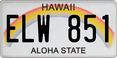 HI license plate ELW851