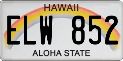 HI license plate ELW852