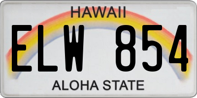 HI license plate ELW854