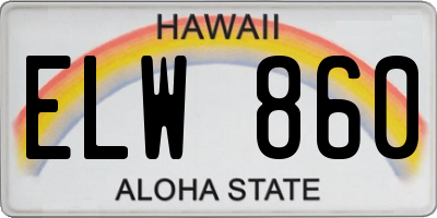 HI license plate ELW860