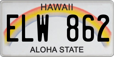 HI license plate ELW862