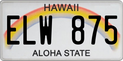 HI license plate ELW875