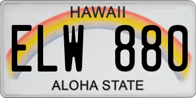 HI license plate ELW880