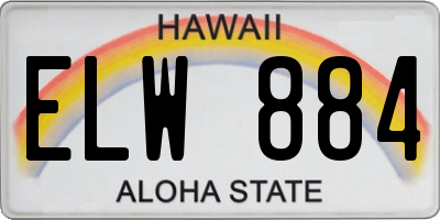 HI license plate ELW884