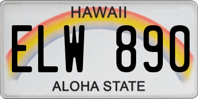 HI license plate ELW890