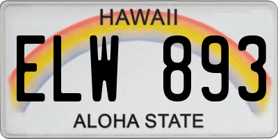 HI license plate ELW893