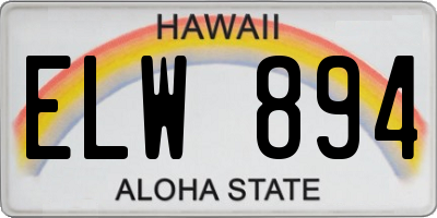 HI license plate ELW894