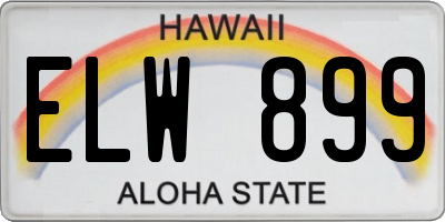 HI license plate ELW899
