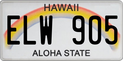 HI license plate ELW905