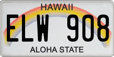 HI license plate ELW908