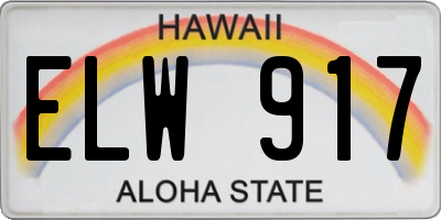 HI license plate ELW917