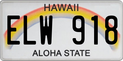 HI license plate ELW918