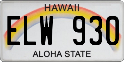 HI license plate ELW930
