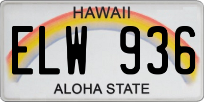 HI license plate ELW936