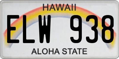 HI license plate ELW938