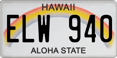 HI license plate ELW940