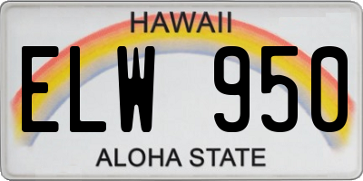 HI license plate ELW950