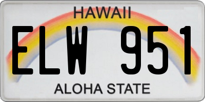 HI license plate ELW951