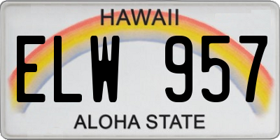 HI license plate ELW957