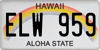 HI license plate ELW959